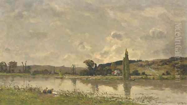 Lanvandieres au bord de la riviere Oil Painting by Hippolyte Camille Delpy