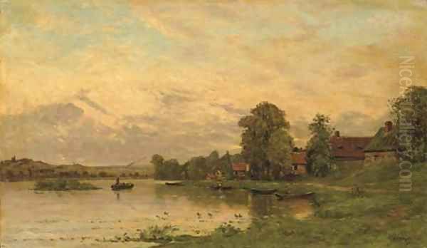 Portejoie sur Oise Oil Painting by Hippolyte Camille Delpy