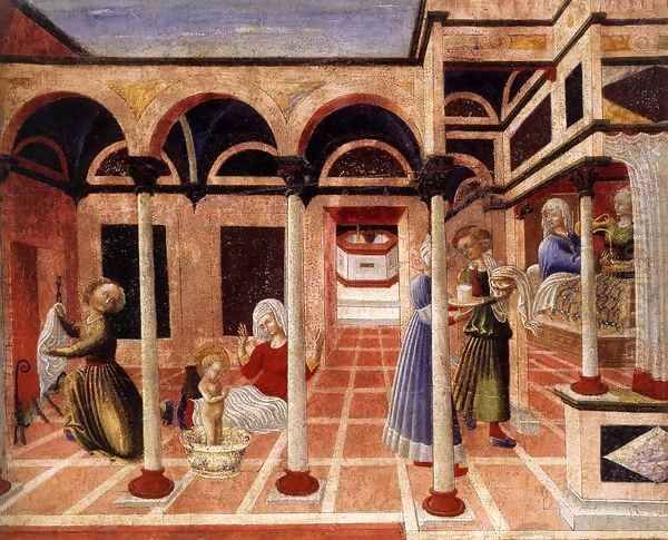 Birth of St Nicholas Oil Painting by Pietro di Giovanni D`Ambrogio