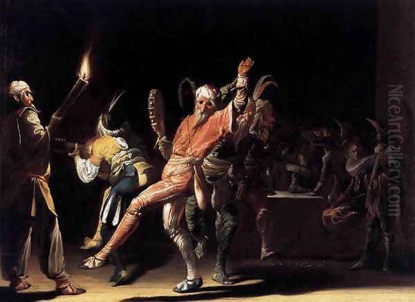 Carnival Clowns Oil Painting by Willem Cornelisz. Duyster