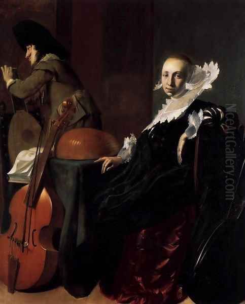 Music-Making Couple Oil Painting by Willem Cornelisz. Duyster