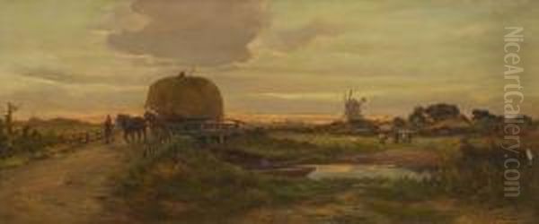 Landschaft Mit Heufuhrwerk Im Abendlicht. Oil Painting by Henry Perlee Parker