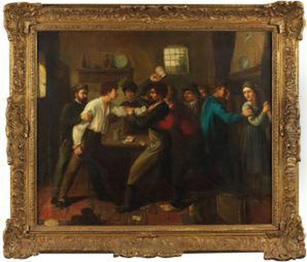 Pub Brawl Oil Painting by Henry Perlee Parker