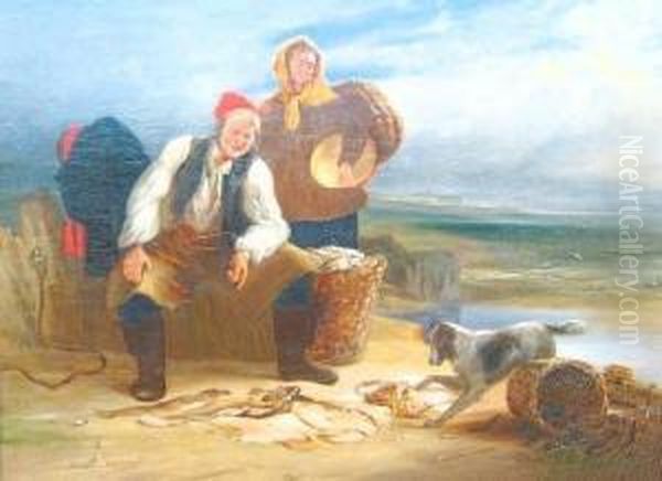 Fish Seller And Wife Oil Painting by Henry Perlee Parker