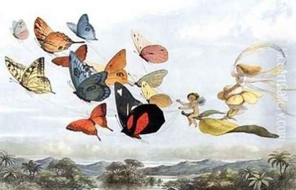 Butterfly Chariot Oil Painting by Richard Doyle