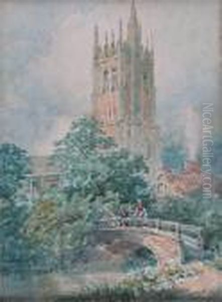 A Bristol Street Scene; View Of Bitton Oil Painting by Alfred Edward Parkman