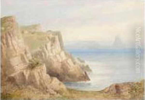 Worms Head From Rhossilly Oil Painting by Alfred Edward Parkman