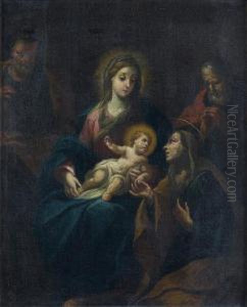 Sainte Famille Avec Sainte Anne Et Saint Joachim Oil Painting by Michele Da Parma (see Rocca)