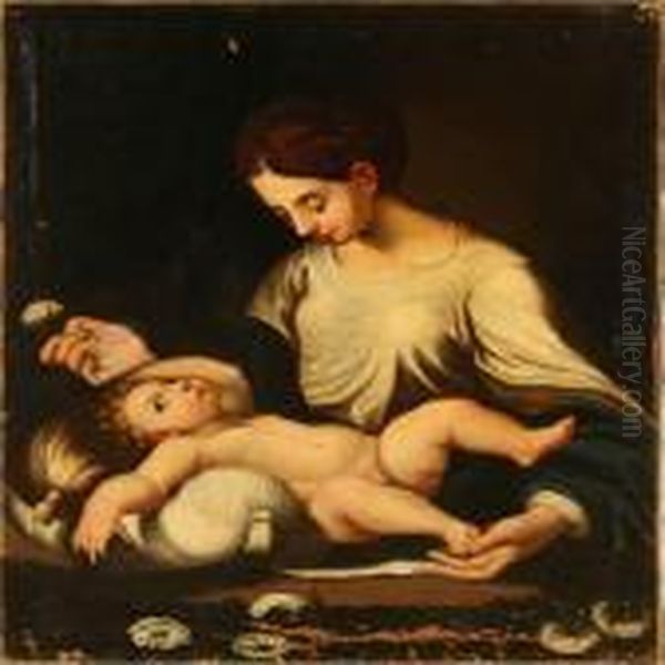 Madonna With The Child Oil Painting by Michele Da Parma (see Rocca)