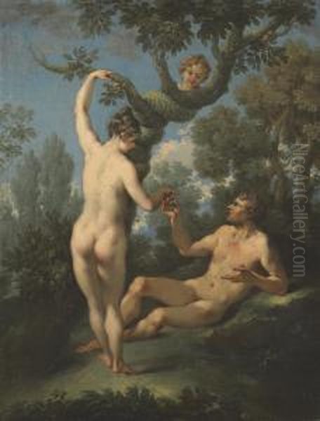 The Fall Of Man Oil Painting by Michele Da Parma (see Rocca)