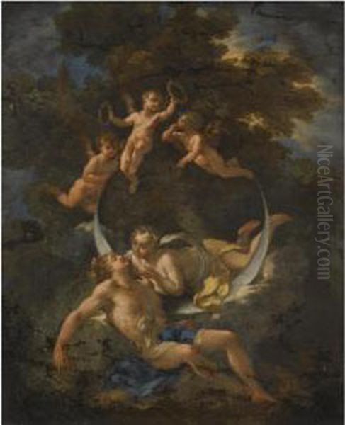 Diana And Endymion Oil Painting by Michele Da Parma (see Rocca)