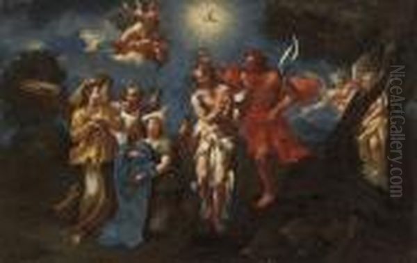 The Baptism Of Christ Oil Painting by Michele Da Parma (see Rocca)