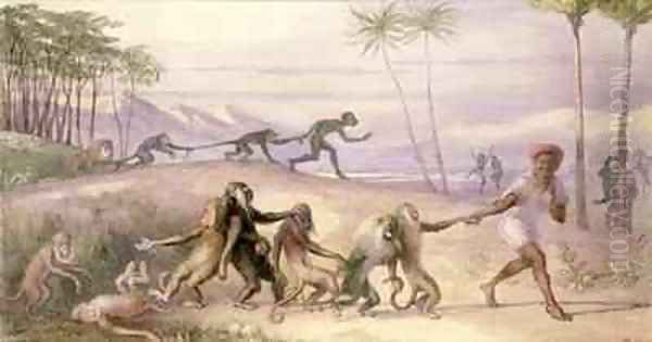 The Manners and Customs of Monkeys Oil Painting by Richard Doyle