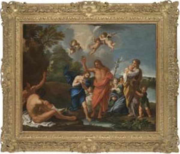 The Baptism Of Christ Oil Painting by Michele Da Parma (see Rocca)