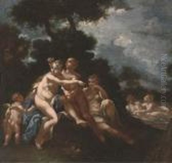 Diana And Her Nymphs With Cupid Oil Painting by Michele Da Parma (see Rocca)