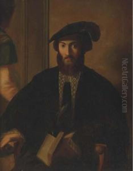 Portrait Of Giovan Battista Castaldi, Seated Three-quarter-length,in An Armchair Oil Painting by Michele Da Parma (see Rocca)