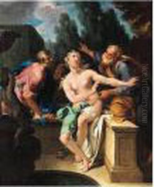 Susanna And The Elders Oil Painting by Michele Da Parma (see Rocca)