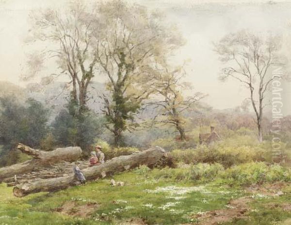 A Moment Of Rest In The Woods Oil Painting by Frederick Parr