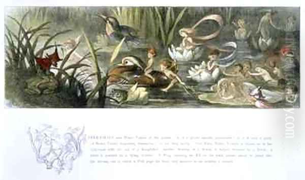 Water Lilies and Water Fairies Oil Painting by Richard Doyle