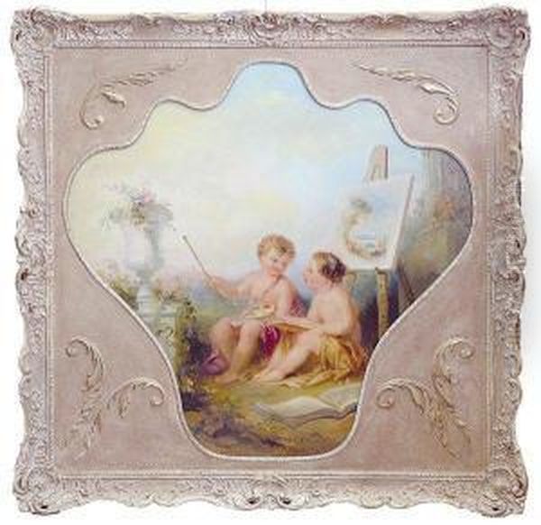 A Pair Of Painting Putti Oil Painting by Edmund Thomas Parris