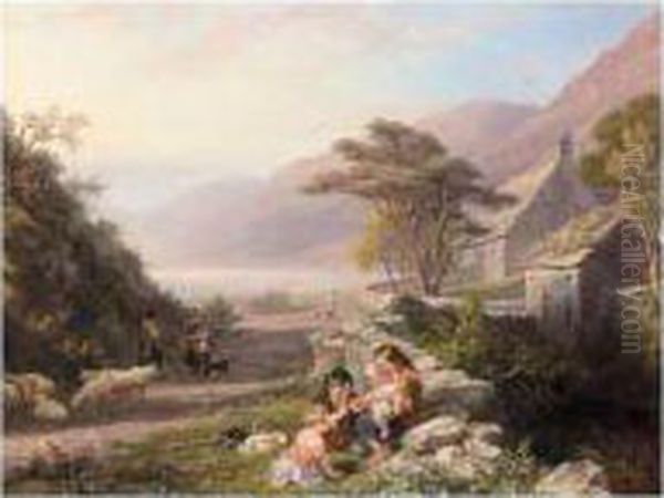 On The Road To The Fishing Lake, Tal Y Llyn, North Wales Oil Painting by Edmund Thomas Parris