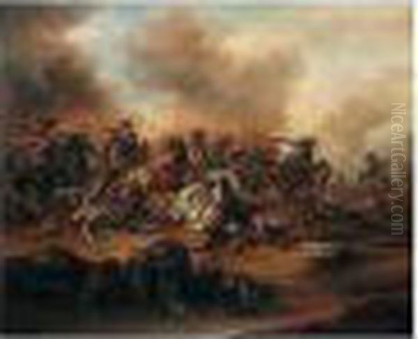 A Cavalry Skirmish Oil Painting by Charles Parrocel