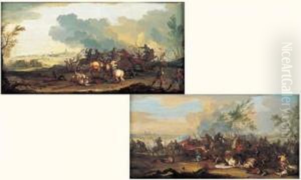 Scenes De Chocs De Cavalerie Oil Painting by Joseph Parrocel