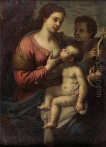  Vierge A L'enfant Et Saint Jean Baptiste Enfant  Oil Painting by Pierre Parrocel