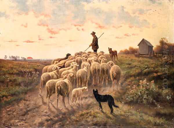 Shepherding the Flock Oil Painting by Henri De Beul