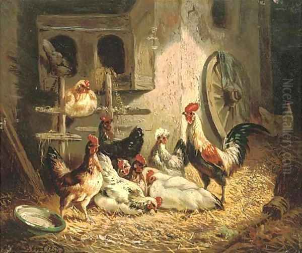 The chicken coup Oil Painting by Henri De Beul