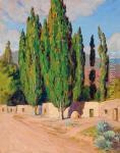 Poplars, Santa Fe, July 1923 Oil Painting by Sheldon Parsons