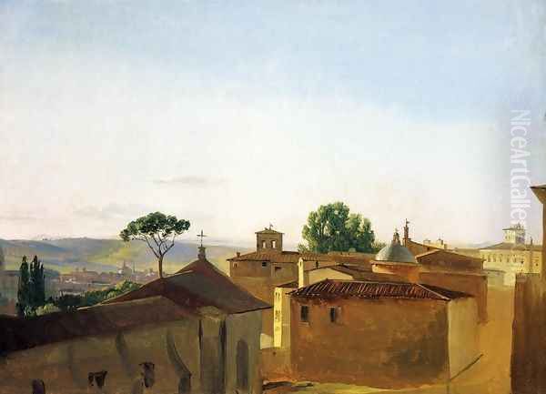 View on the Quirinal Hill, Rome Oil Painting by Simon-Joseph-Alexandre-Clement Denis