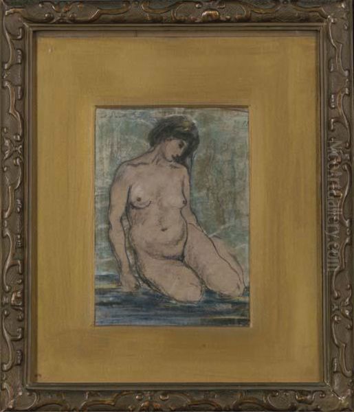 Study Of A Nude Oil Painting by Alfred Partikel