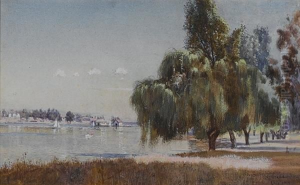 On The Water In Oakland, California, A Pair Oil Painting by Richard Langtry Partington