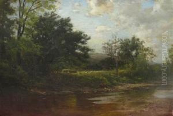 On The River Bank Oil Painting by Arthur Parton