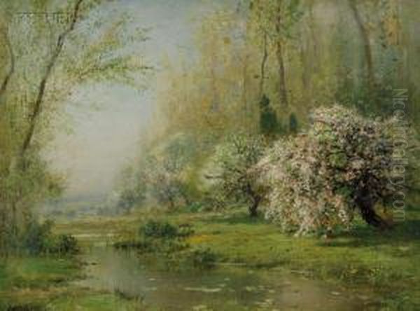 Trees In Blossom Oil Painting by Arthur Parton