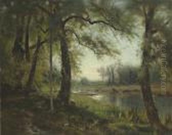 Wooded Landscape Oil Painting by Arthur Parton