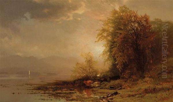 Sunset On The River Oil Painting by Arthur Parton