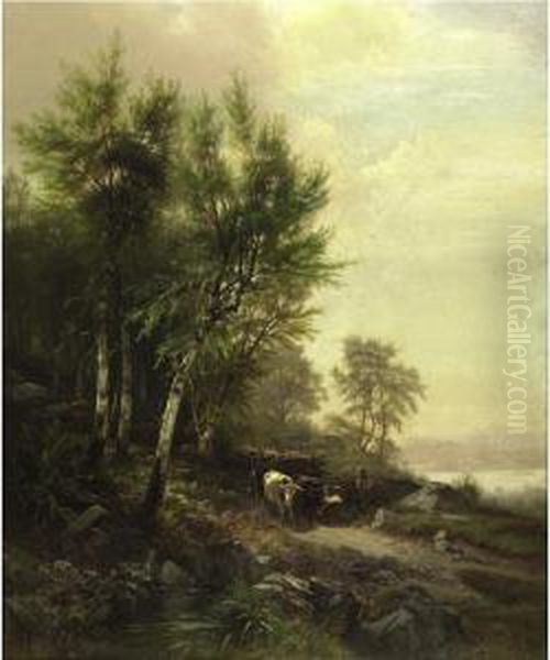 Birches On Loch Leven Oil Painting by Arthur Parton