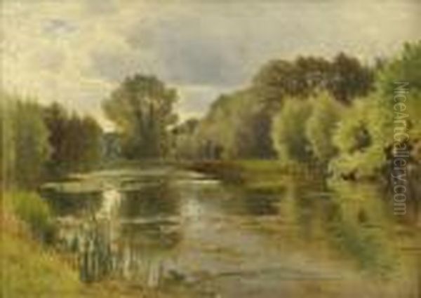 A Quiet Backwater Of The Thames At Mapledurham Oil Painting by Ernest Parton