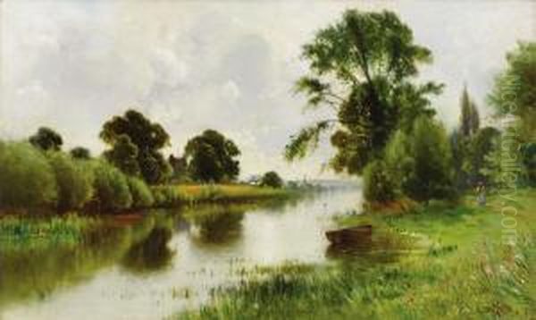 Strolling By The Stream Oil Painting by Ernest Parton