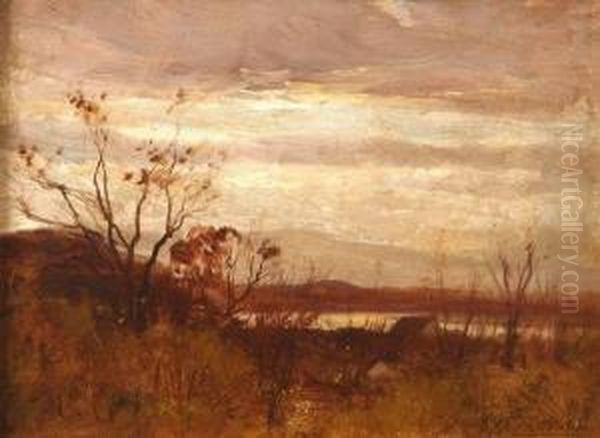 Sunset By The Lake Oil Painting by Ernest Parton