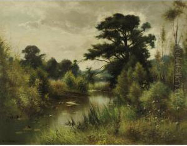 Pond Oil Painting by Ernest Parton