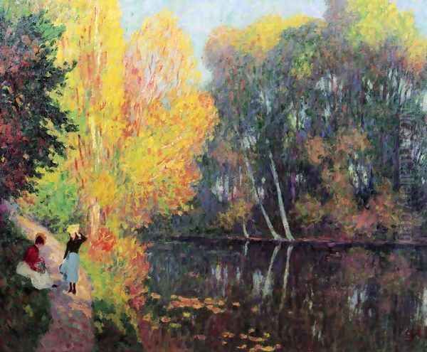 Pond at Aubergenville Oil Painting by Georges dEspagnat