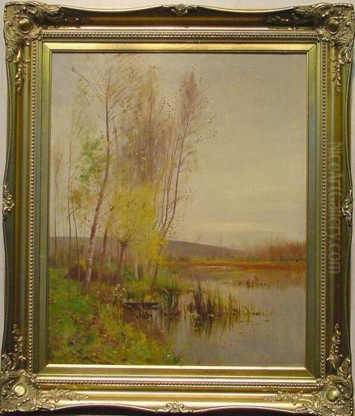 Landscape With Punt by Ernest Parton