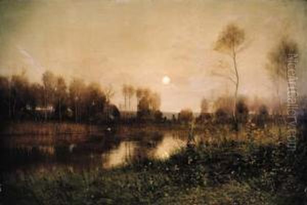 When Lingering Daylight Welcomes Night Oil Painting by Ernest Parton