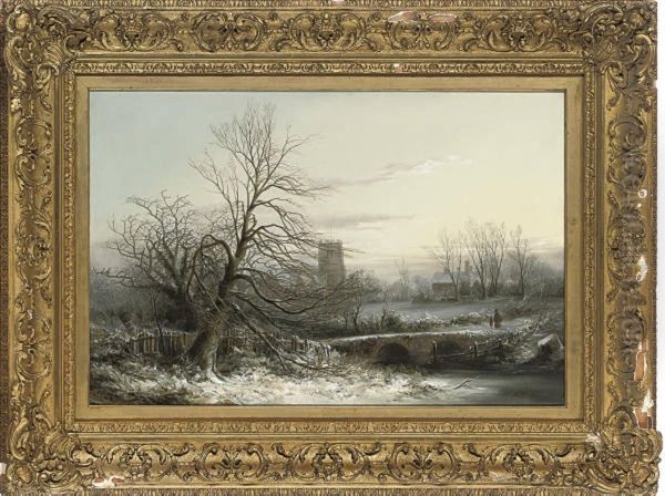 A Frosty Morning, Packwood Church, Warwickshire Oil Painting by Edward Partridge