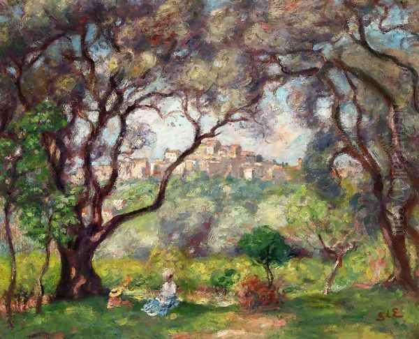 View of Cagnes Oil Painting by Georges dEspagnat