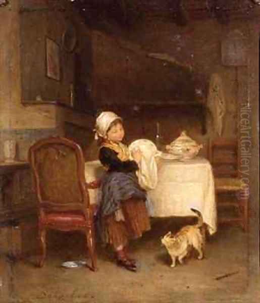 The Little Housekeeper Oil Painting by Andre Henri Dargelas