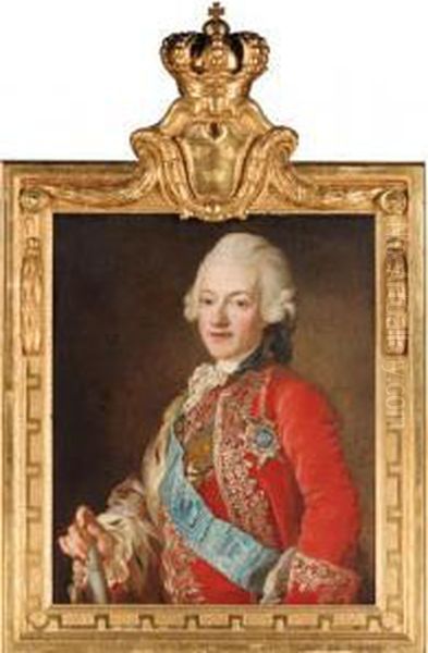 Portrait Of King Gustav Iii Of 
Sweden, Half Length; And Portrait Ofqueen Sofia Magdalena, Half Length Oil Painting by Lorenz Ii Pasch